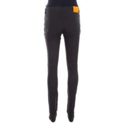 Versace Black Textured Jacquard Skinny Pants S For Women -Versace Official Website luxury women versace used clothes p200067 003