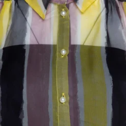 Versace Collection Multicolor Striped Sheer Silk Pearl Button Detail Sleeveless Shirt M For Women -Versace Official Website luxury women versace used clothes p205307 008