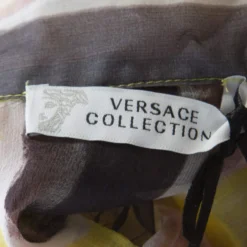 Versace Collection Multicolor Striped Sheer Silk Pearl Button Detail Sleeveless Shirt M For Women -Versace Official Website luxury women versace used clothes p205307 009