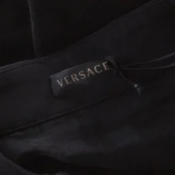 Versace Black Sheer Checkered Cotton Silk Gold Medusa Button Detail Shirt S For Women -Versace Official Website luxury women versace used clothes p205986 009