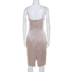 Versace Classic V2 Metallic Ribbed Rhinestone Strap Detail Cocktail Dress S For Women -Versace Official Website luxury women versace used clothes p212359 006