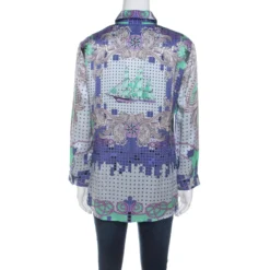Versace Collection Multicolor Baroque Printed Silk Shirt M For Women -Versace Official Website luxury women versace used clothes p213004 003