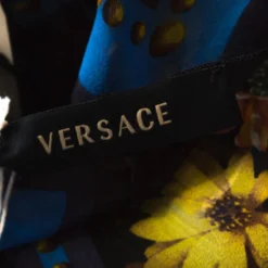 Versace Multicolor Palm Springs Print Sheer Silk Kaftan Top L For Women -Versace Official Website luxury women versace used clothes p215665 005