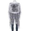 Versace White And Purple Fish Print Sheer Silk Kaftan Tunic Top M For Women