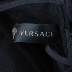 Versace Black Crepe Wool Asymmetric Cut Out Detail Shift Dress S For Women -Versace Official Website luxury women versace used clothes p218141 006