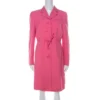 Gianni Versace Pink Silk Vintage Long Jacket & Skirt Suit M For Women