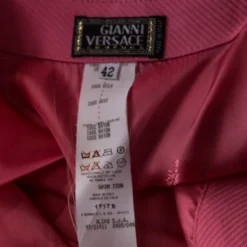 Gianni Versace Pink Silk Vintage Long Jacket & Skirt Suit M For Women -Versace Official Website luxury women versace used clothes p222171 1567332055 007