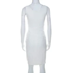 Versace Collection White Stretch Crepe Front Overlap Detail Sleeveless Dress S For Women -Versace Official Website luxury women versace used clothes p225023 001