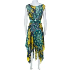 Versace Multicolor Printed Layered Handkerchief Hem Dress S For Women -Versace Official Website luxury women versace used clothes p225077 001