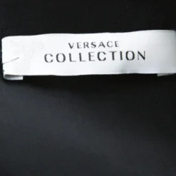 Versace Collection Black Crepe Gold Embellished Draped Detail Sleeveless Dress S For Women -Versace Official Website luxury women versace used clothes p227655 006