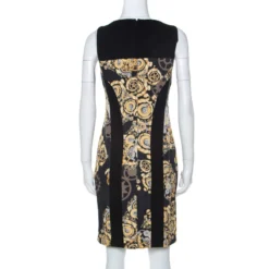 Versace Collection Black Mechanic Print Stretch Paneled Sheath Dress M For Women -Versace Official Website luxury women versace used clothes p237771 001