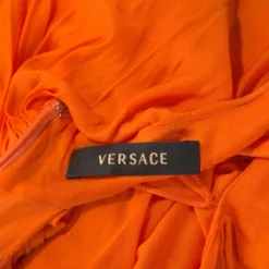 Versace Orange Jersey Draped Halter Neck Top M For Women -Versace Official Website luxury women versace used clothes p243149 005