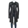 Gianni Versace Vintage Black Leather Fringe Overcoat S For Women