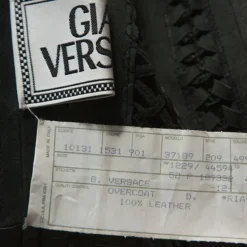 Gianni Versace Vintage Black Leather Fringe Overcoat S For Women -Versace Official Website luxury women versace used clothes p245293 007