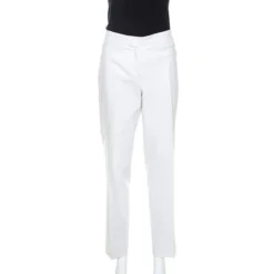 Versace Vintage Off White Cotton Straight Fit Trousers M For Women