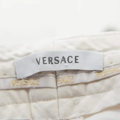 Versace Vintage Off White Cotton Straight Fit Trousers M For Women -Versace Official Website luxury women versace used clothes p246416 005