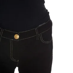 Versace Black Denim Greek Key Eyelet Trim Slim Fit Jeans S For Women -Versace Official Website luxury women versace used clothes p248103 002