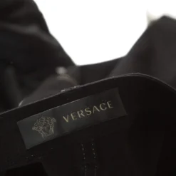 Versace Black Denim Greek Key Eyelet Trim Slim Fit Jeans S For Women -Versace Official Website luxury women versace used clothes p248103 006