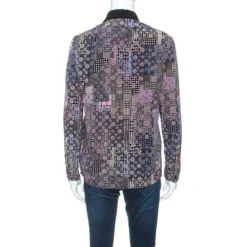 Versace Multicolor Abstract Printed Silk Long Sleeve Shirt S For Women -Versace Official Website luxury women versace used clothes p248835 003