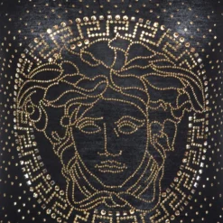 Versace Black Jersey Medusa Embellished T-shirt S For Women -Versace Official Website luxury women versace used clothes p248894 001