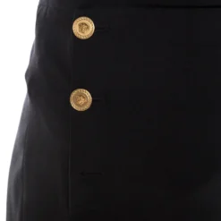 Versace Black Wool Meduda Button Detail Culotte Trousers S For Women 10 Versace Black Wool Meduda Button Detail Culotte Trousers S For Women -Versace Official Website luxury women versace used clothes p251861 002