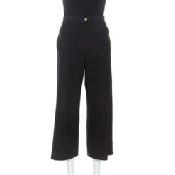 Versace Black Wool Meduda Button Detail Culotte Trousers S For Women
