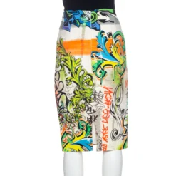 Versace Collection Multicolor Printed Cotton Stretch Sheath Skirt M For Women -Versace Official Website luxury women versace used clothes p256085 007