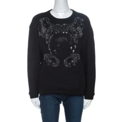 Versace Black Medusa Embellished Wool Sweatshirt M For Women