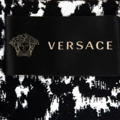 Versace Monochrome Jacquard Wool Double Breasted Coat M For Women -Versace Official Website luxury women versace used clothes p260743 006
