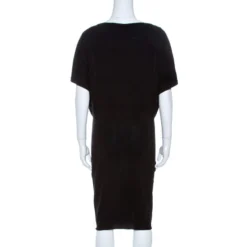Versace Black Wool Sleeve Button Detail Sweater Dress M For Women -Versace Official Website luxury women versace used clothes p260751 001