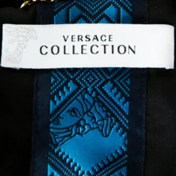 Versace Collection Black Rabbit Fur Trim Detail Coat M For Women -Versace Official Website luxury women versace used clothes p262698 005