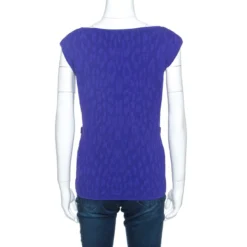 Versace Purple Jacquard Knit Sleeveless Top M For Women -Versace Official Website luxury women versace used clothes p263383 003
