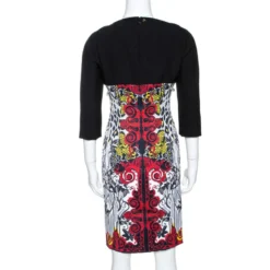 Versace Collection Black Printed Crepe Sheath Dress M For Women -Versace Official Website luxury women versace used clothes p266066 001
