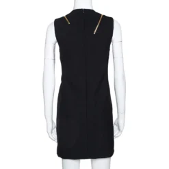 Versace Collection Black Knit Shoulder Zip Detail Sleeveless Dress S For Women -Versace Official Website luxury women versace used clothes p277181 005