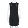 Versace Collection Black Knit Shoulder Zip Detail Sleeveless Dress S For Women