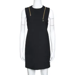 Versace Collection Black Knit Shoulder Zip Detail Sleeveless Dress S For Women