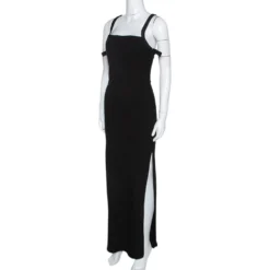 Gianni Versace Couture Black Wool Halter Neck Fitted Dress M For Women -Versace Official Website luxury women versace used clothes p278783 002