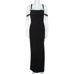 Gianni Versace Couture Black Wool Halter Neck Fitted Dress M For Women