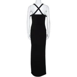 Gianni Versace Couture Black Wool Halter Neck Fitted Dress M For Women -Versace Official Website luxury women versace used clothes p278783 007