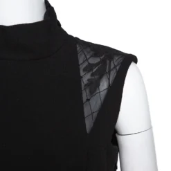 Gianni Versace Couture Black Wool & Silk Lace Trim Panelled Dress M For Women -Versace Official Website luxury women versace used clothes p278788 005