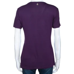 Versace Collection Aubergine Purple Jersey Studded Medusa T-Shirt M For Women -Versace Official Website luxury women versace used clothes p279378 002