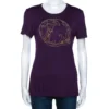 Versace Collection Aubergine Purple Jersey Studded Medusa T-Shirt M For Women
