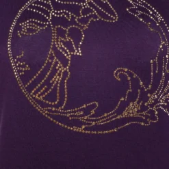 Versace Collection Aubergine Purple Jersey Studded Medusa T-Shirt M For Women -Versace Official Website luxury women versace used clothes p279378 004