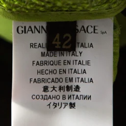 Versace Metallic Green Interwoven Cotton Blend Pencil Skirt M For Women -Versace Official Website luxury women versace used clothes p280338 005