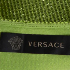 Versace Metallic Green Interwoven Cotton Blend Pencil Skirt M For Women -Versace Official Website luxury women versace used clothes p280338 006
