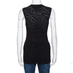 Versace Black Perforated Knit Sleeveless Crew Neck Top M For Women -Versace Official Website luxury women versace used clothes p285992 005 scaled