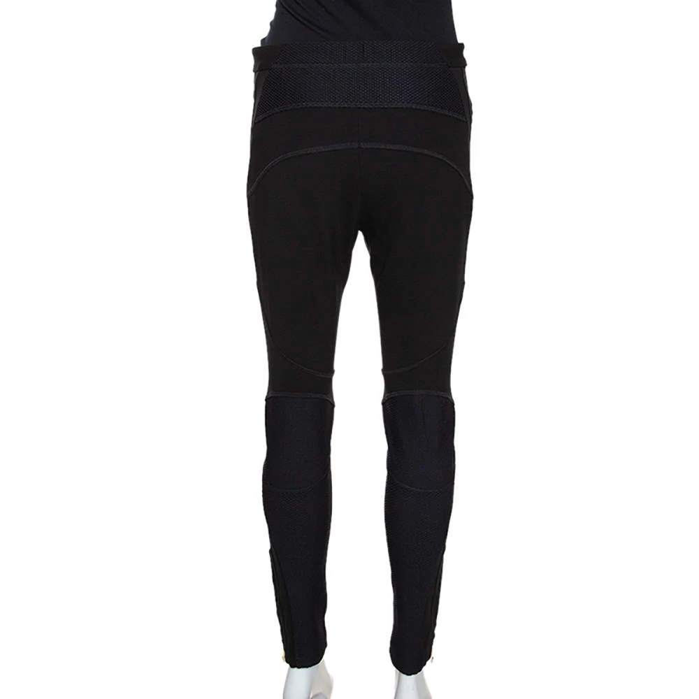 Versace Black Stretch Crepe Mesh Detail Pants M For Women 3 Versace Black Stretch Crepe Mesh Detail Pants M For Women - Image 3