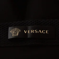 Versace Black Stretch Crepe Mesh Detail Pants M For Women 11 Versace Black Stretch Crepe Mesh Detail Pants M For Women -Versace Official Website luxury women versace used clothes p286012 004