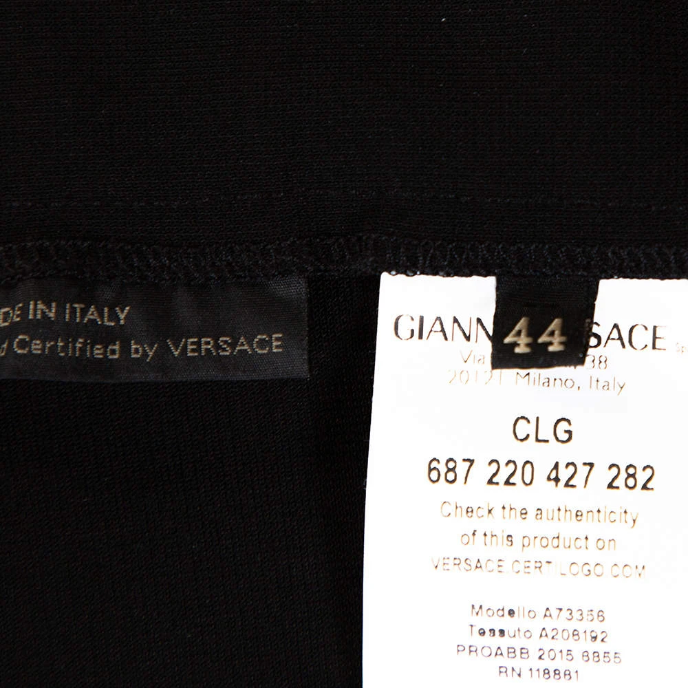 Versace Black Stretch Crepe Mesh Detail Pants M For Women 6 Versace Black Stretch Crepe Mesh Detail Pants M For Women - Image 6