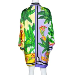 Versace Multicolor Beverly Palm Printed Silk Shirt Dress L For Women -Versace Official Website luxury women versace used clothes p286523 007 scaled